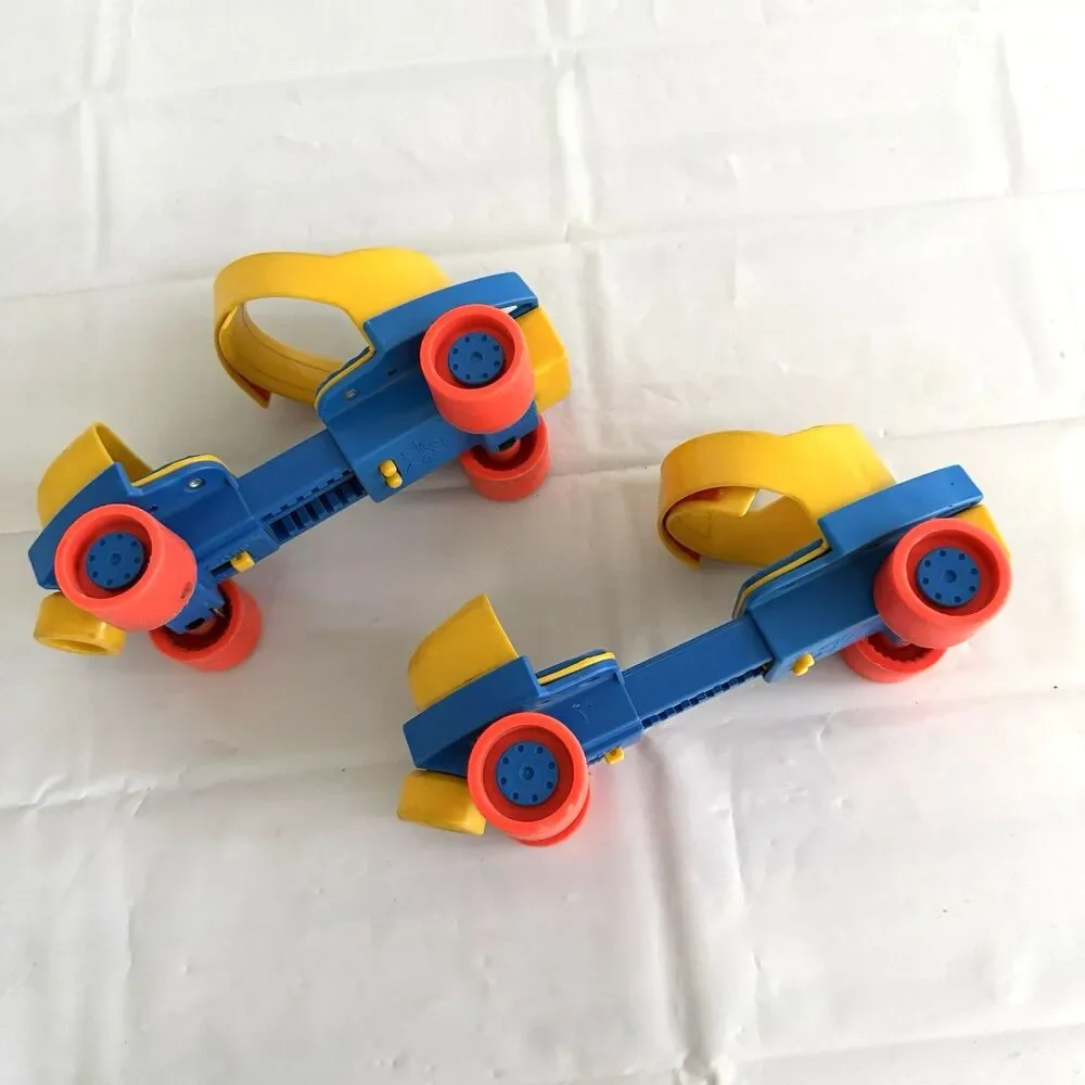 Vtg 80s Fisher Price 1-2-3 Grow With Me Roller Skates Adjustable Kids Yellow